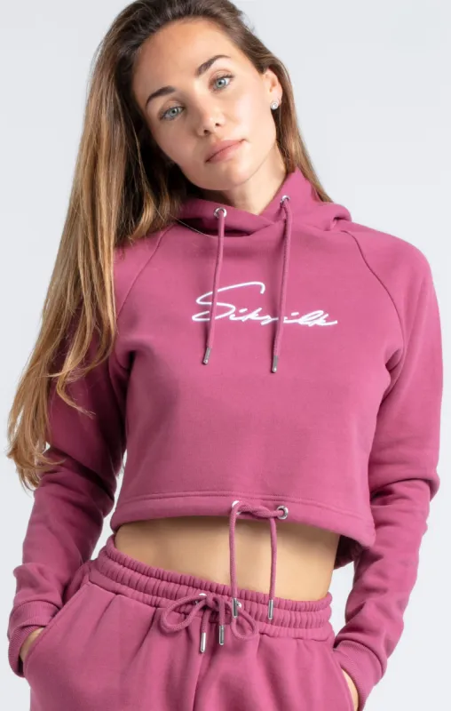 Pink Signature Crop Hoodie sold by Siksilk