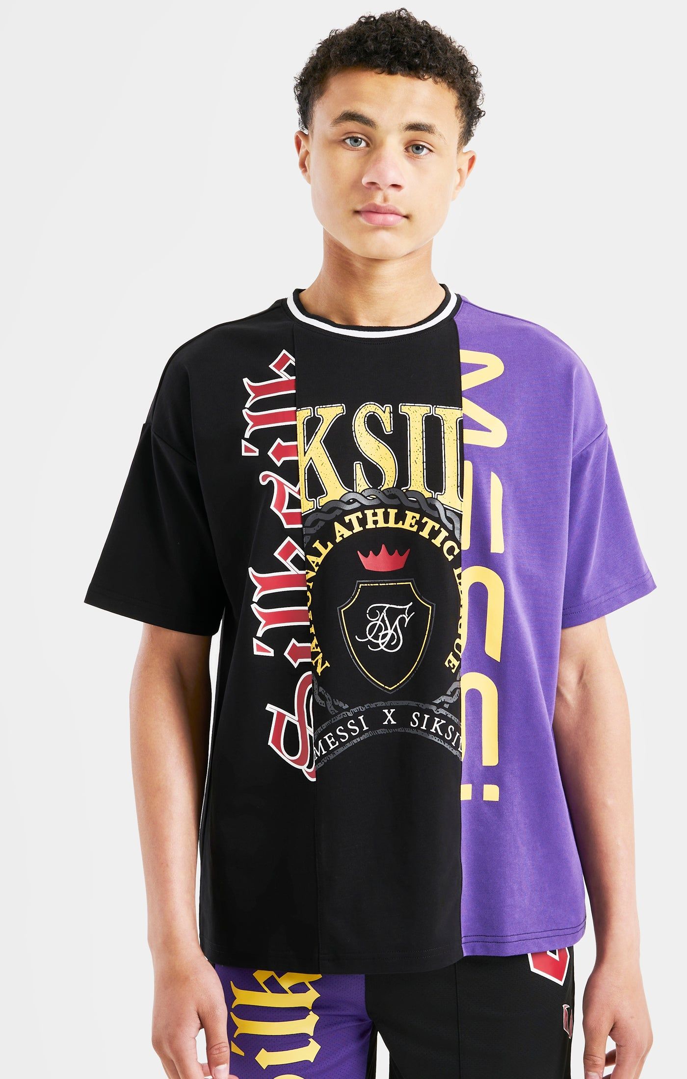 Messi x SikSilk Retro Oversized Tee - Black & Purple sold by Siksilk