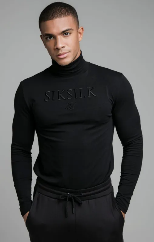 SikSilk L/S Turtle Neck Gym Tee - Black sold by Siksilk