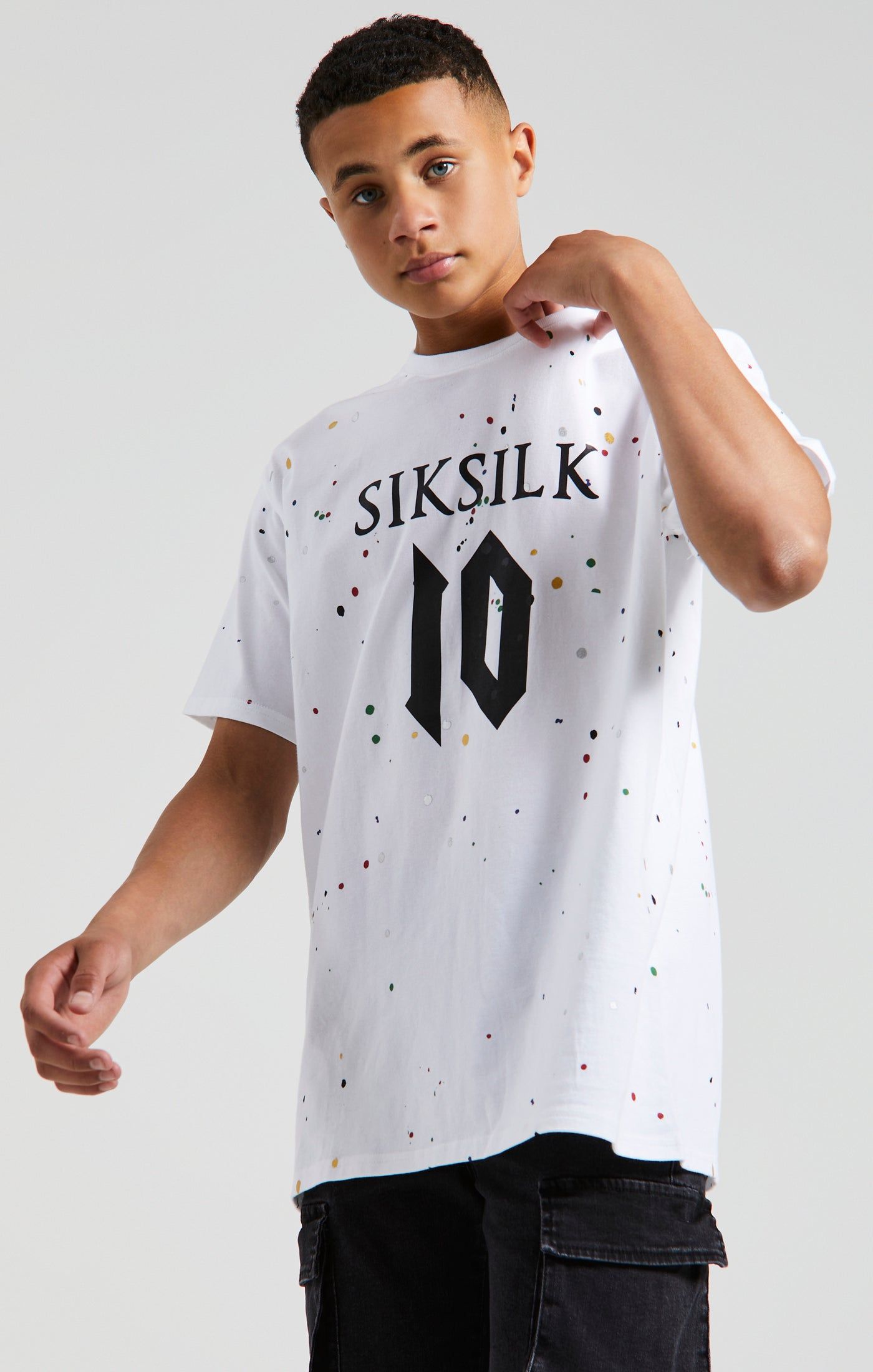 Messi x SikSilk Paint Splat Tee - White sold by Siksilk