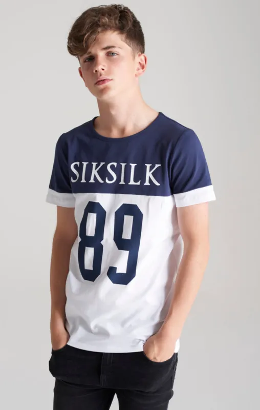 Boys Navy Branded 89 T-Shirt sold by Siksilk