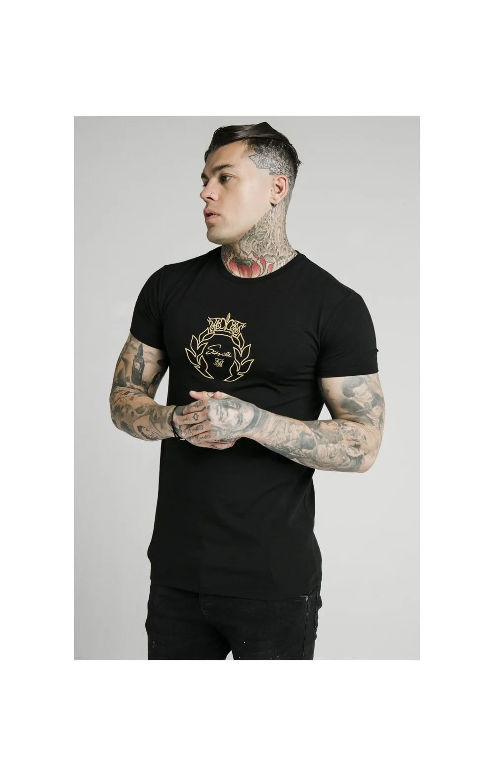 SikSilk S/S Prestige Gym Tee - Black & Gold sold by Siksilk