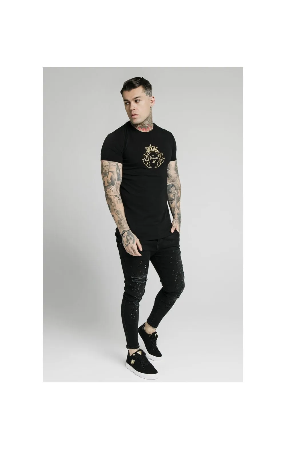 SikSilk S/S Prestige Gym Tee - Black & Gold sold by Siksilk product image thumbnail 5