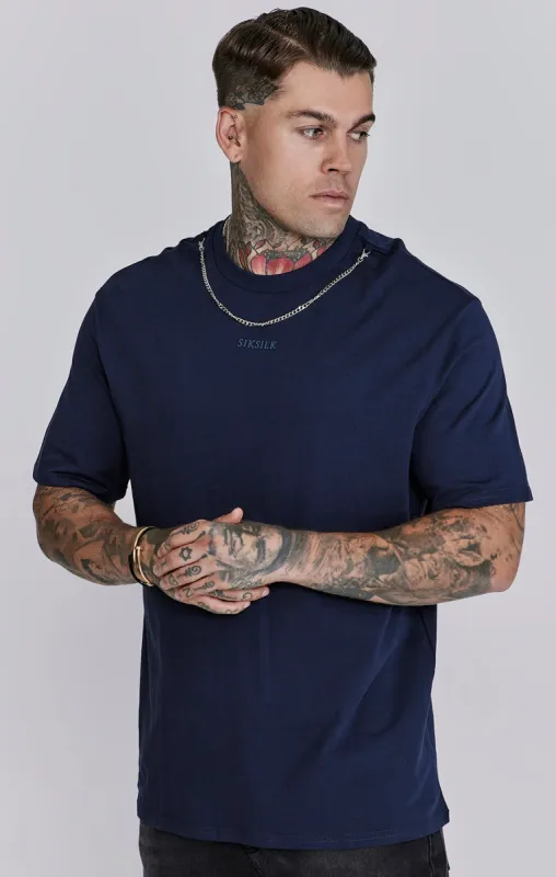 Navy Oversized Chain T-Shirt sold by Siksilk