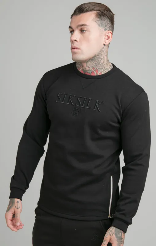 Black Opulent Crew Neck Sweatshirt sold by Siksilk
