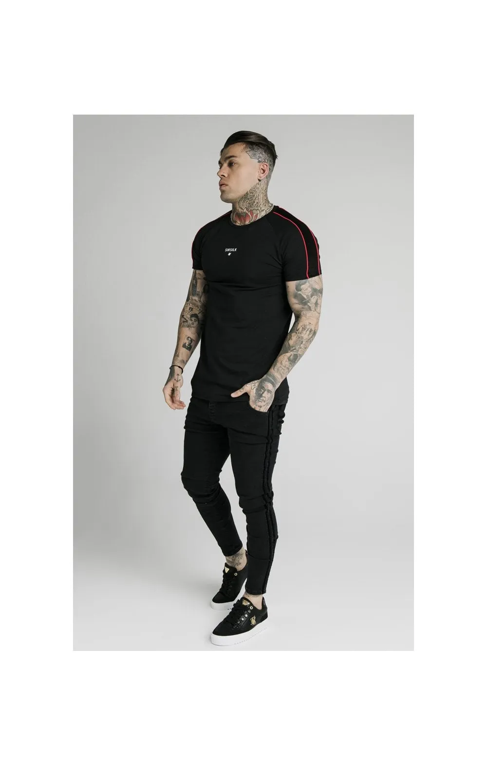 SikSilk Imperial Raglan Gym Tee - Black & Red sold by Siksilk product image thumbnail 5