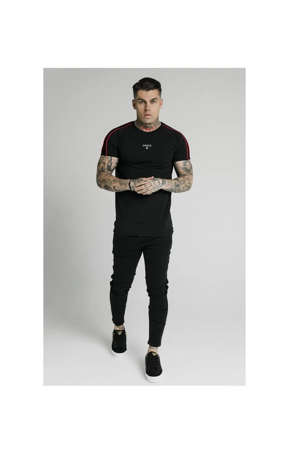 SikSilk Imperial Raglan Gym Tee - Black & Red sold by Siksilk product image thumbnail 3