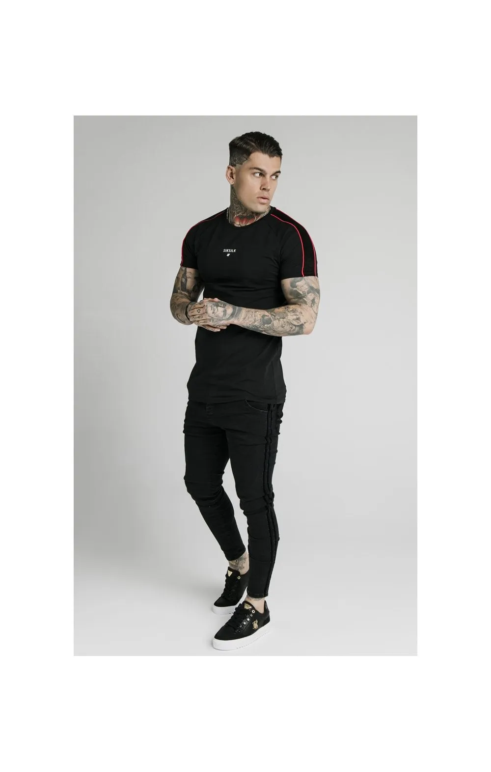 SikSilk Imperial Raglan Gym Tee - Black & Red sold by Siksilk product image thumbnail 4
