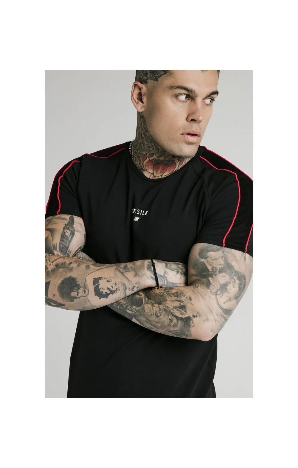 SikSilk Imperial Raglan Gym Tee - Black & Red sold by Siksilk product image thumbnail 2
