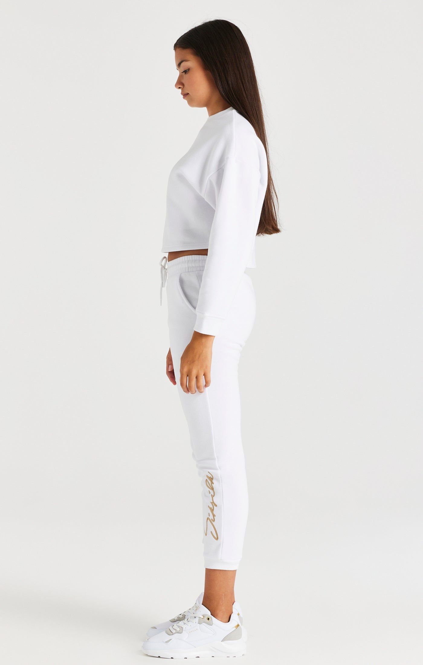 Girls White Signature Cropped Sweatshirt sold by Siksilk product image thumbnail 4