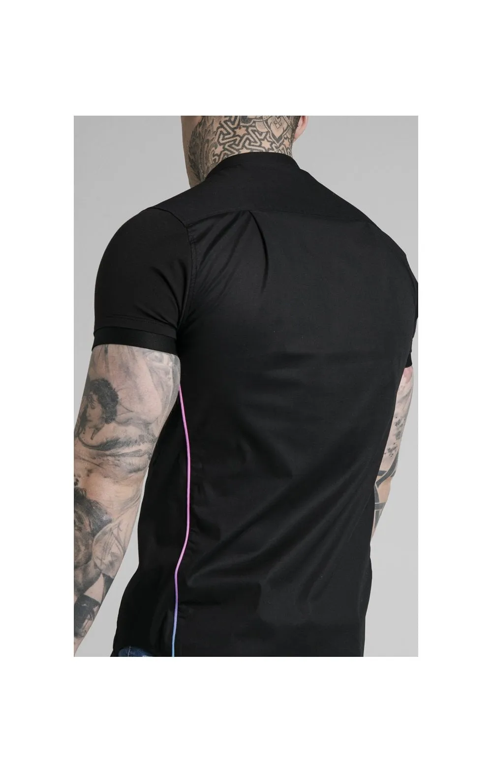SikSilk S/S Fade Grandad Shirt - Black & Neon Fade sold by Siksilk product image thumbnail 3