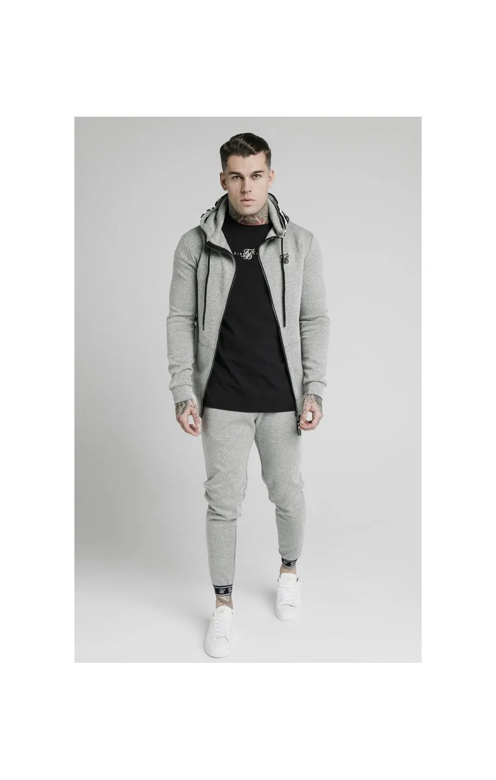 SikSilk Muscle Fit Zip Through Hoodie - Grey Marl sold by Siksilk product image thumbnail 4