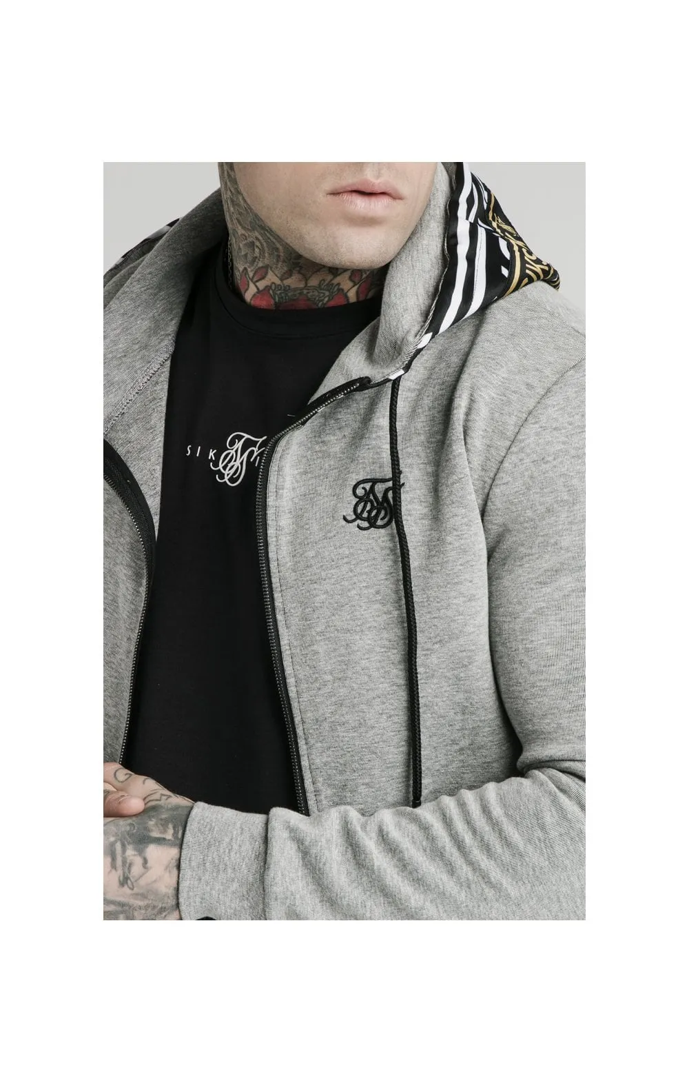 SikSilk Muscle Fit Zip Through Hoodie - Grey Marl sold by Siksilk product image thumbnail 2
