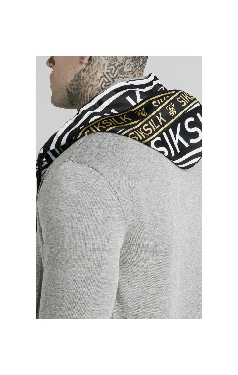 SikSilk Muscle Fit Zip Through Hoodie - Grey Marl sold by Siksilk product image thumbnail 3