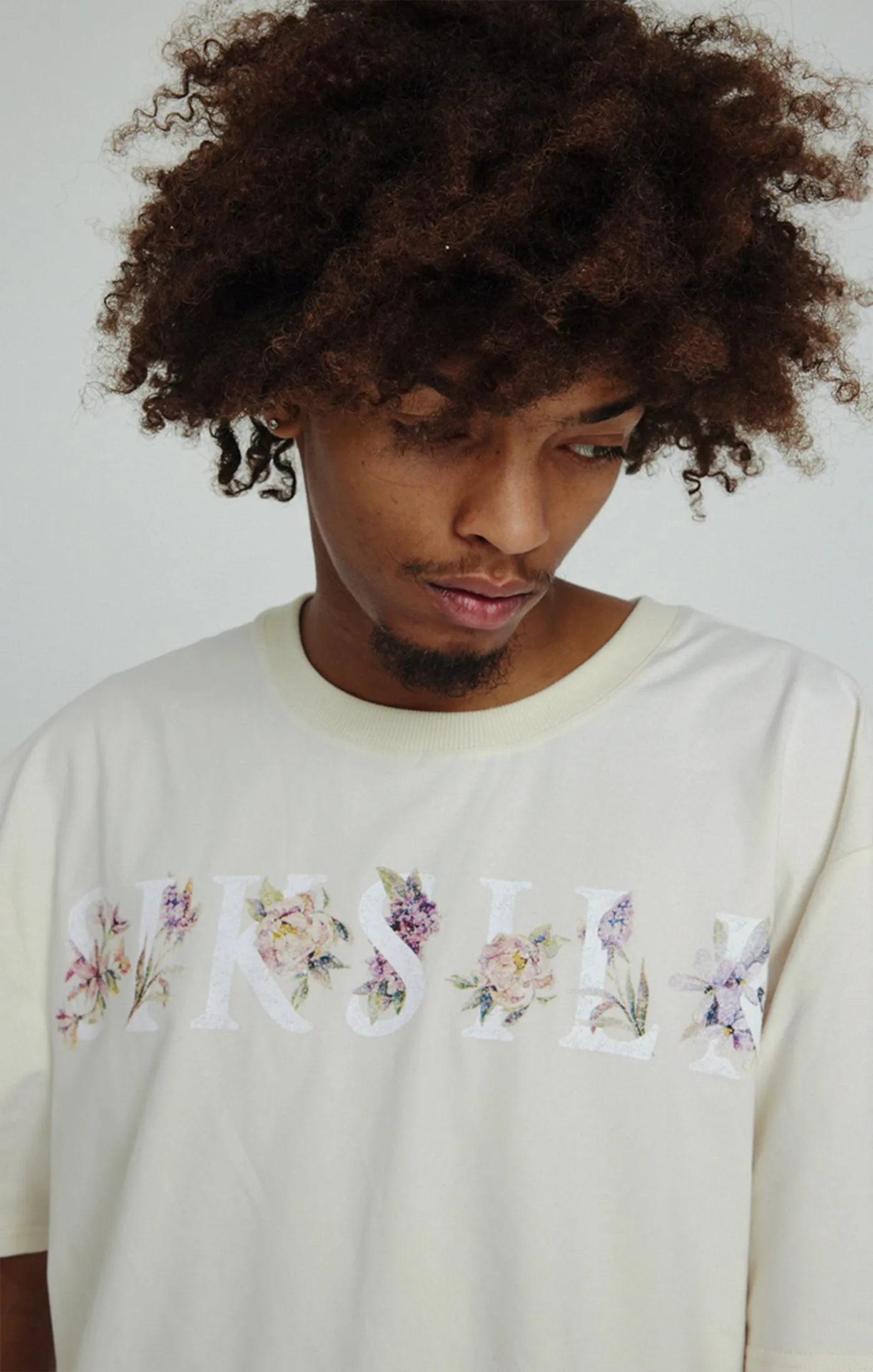 Ecru Floral Oversized T-Shirt sold by Siksilk