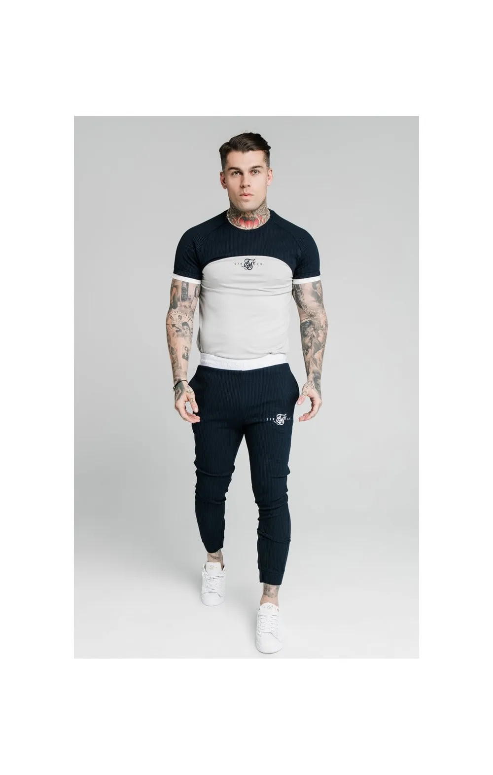 SikSilk S/S Surface Tech Tee - Navy & Grey sold by Siksilk product image thumbnail 4