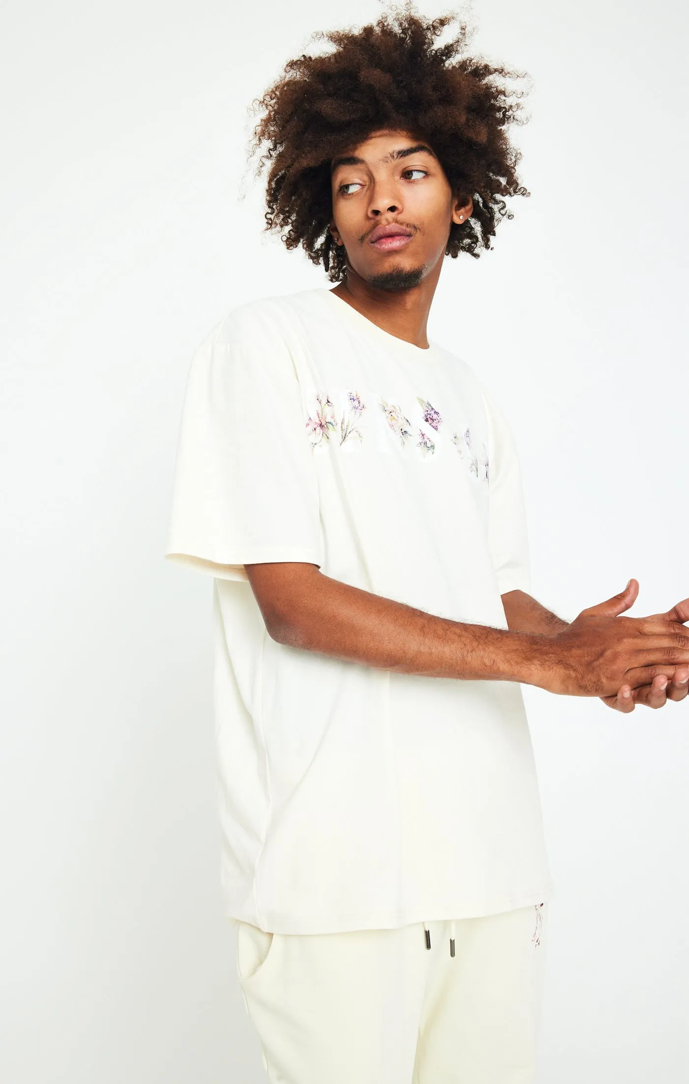Ecru Floral Oversized T-Shirt sold by Siksilk product image thumbnail 2