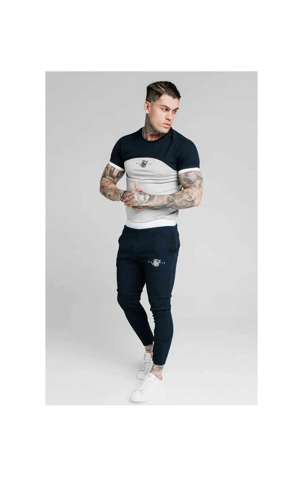 SikSilk S/S Surface Tech Tee - Navy & Grey sold by Siksilk product image thumbnail 5