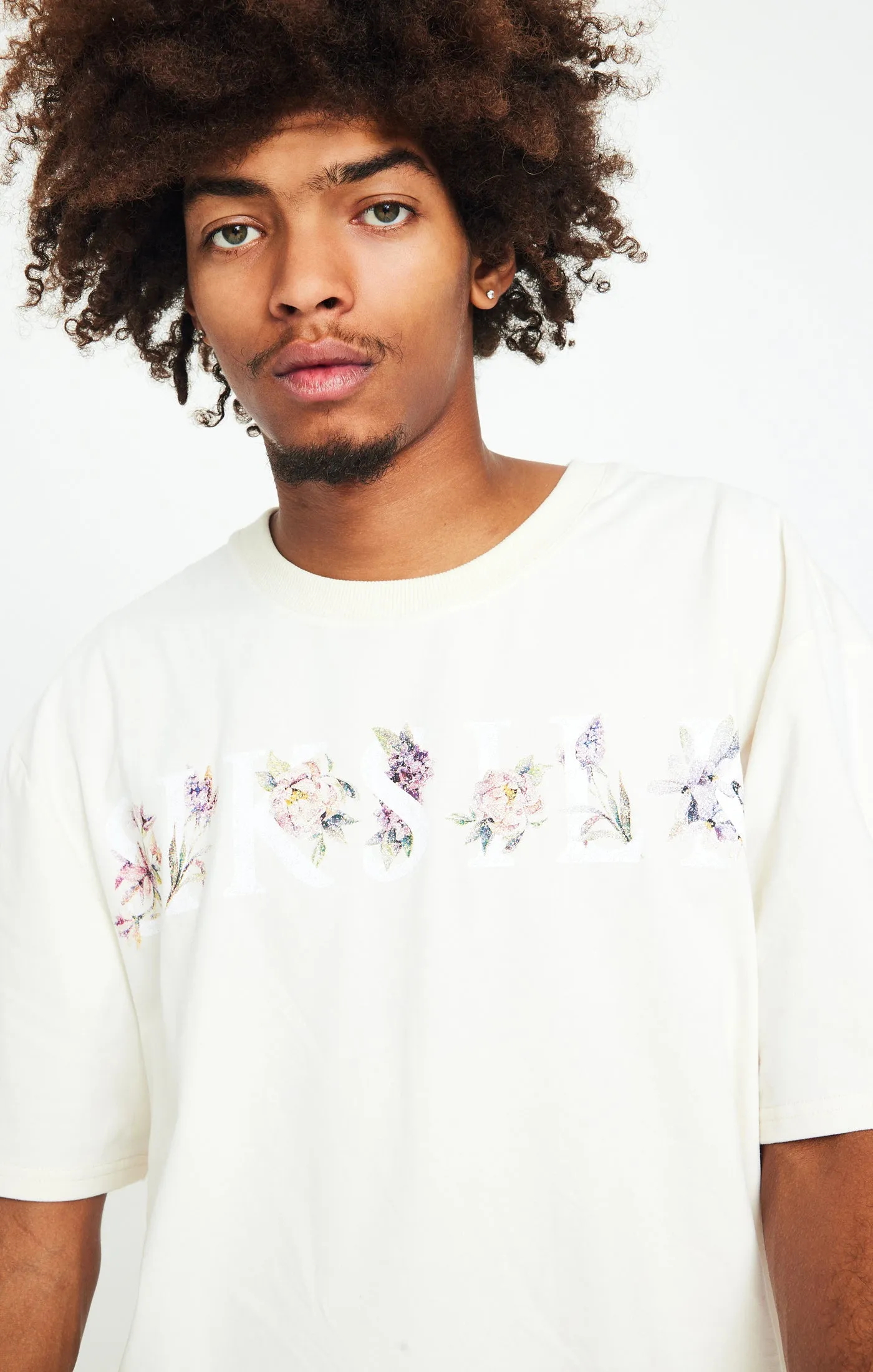 Ecru Floral Oversized T-Shirt sold by Siksilk product image thumbnail 3
