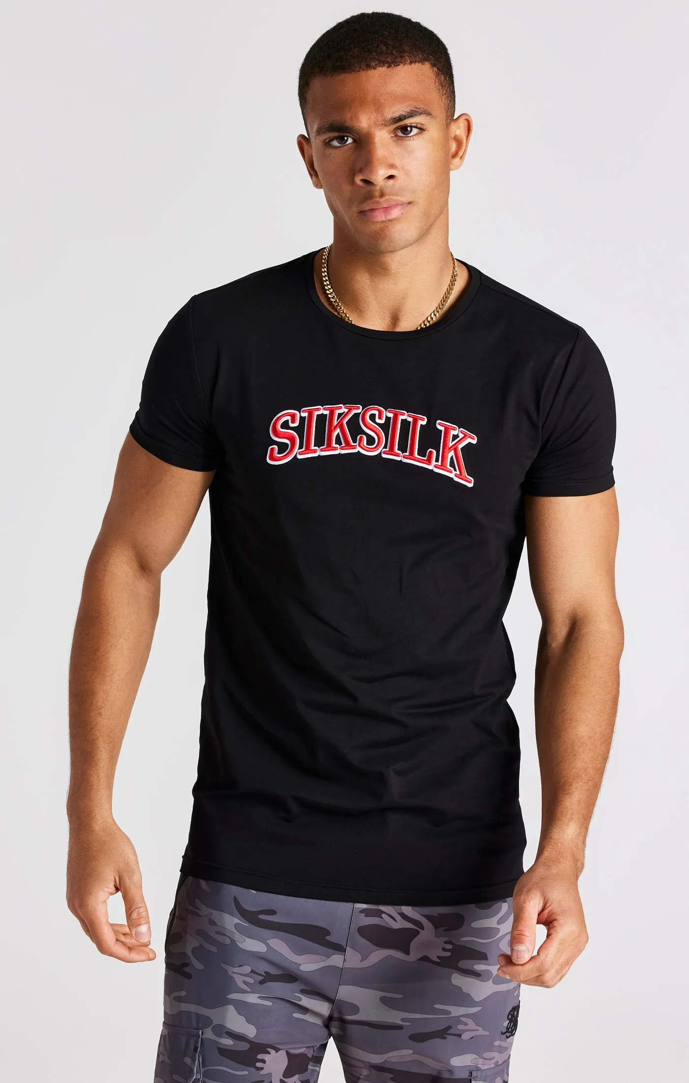 Black Logo Short Sleeve Muscle Fit T-Shirt sold by Siksilk