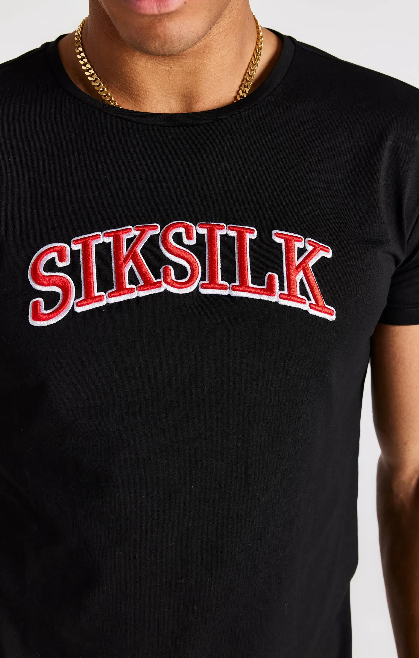 Black Logo Short Sleeve Muscle Fit T-Shirt sold by Siksilk product image thumbnail 2