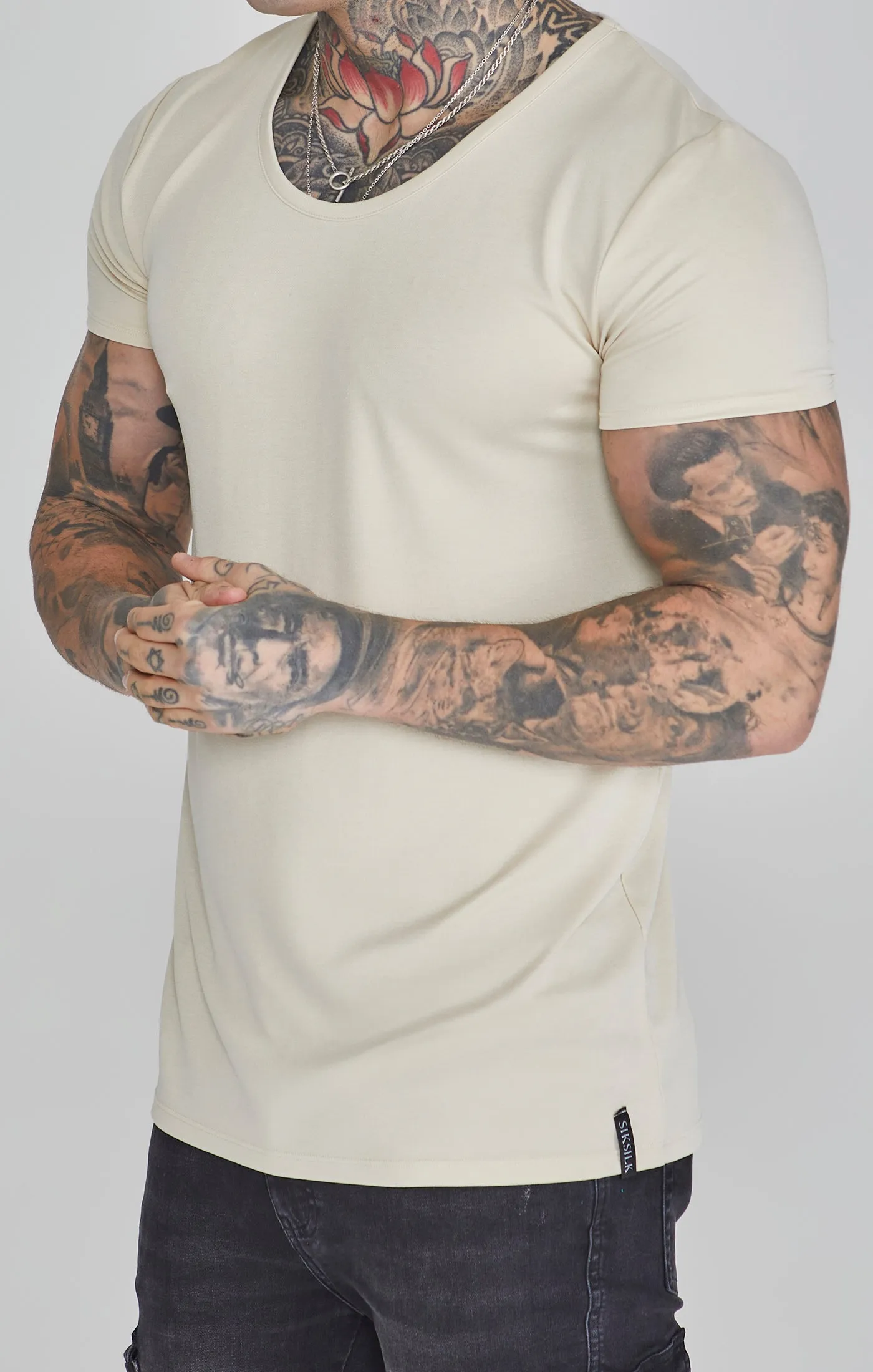 Ecru Muscle Fit T-Shirt sold by Siksilk product image thumbnail 3