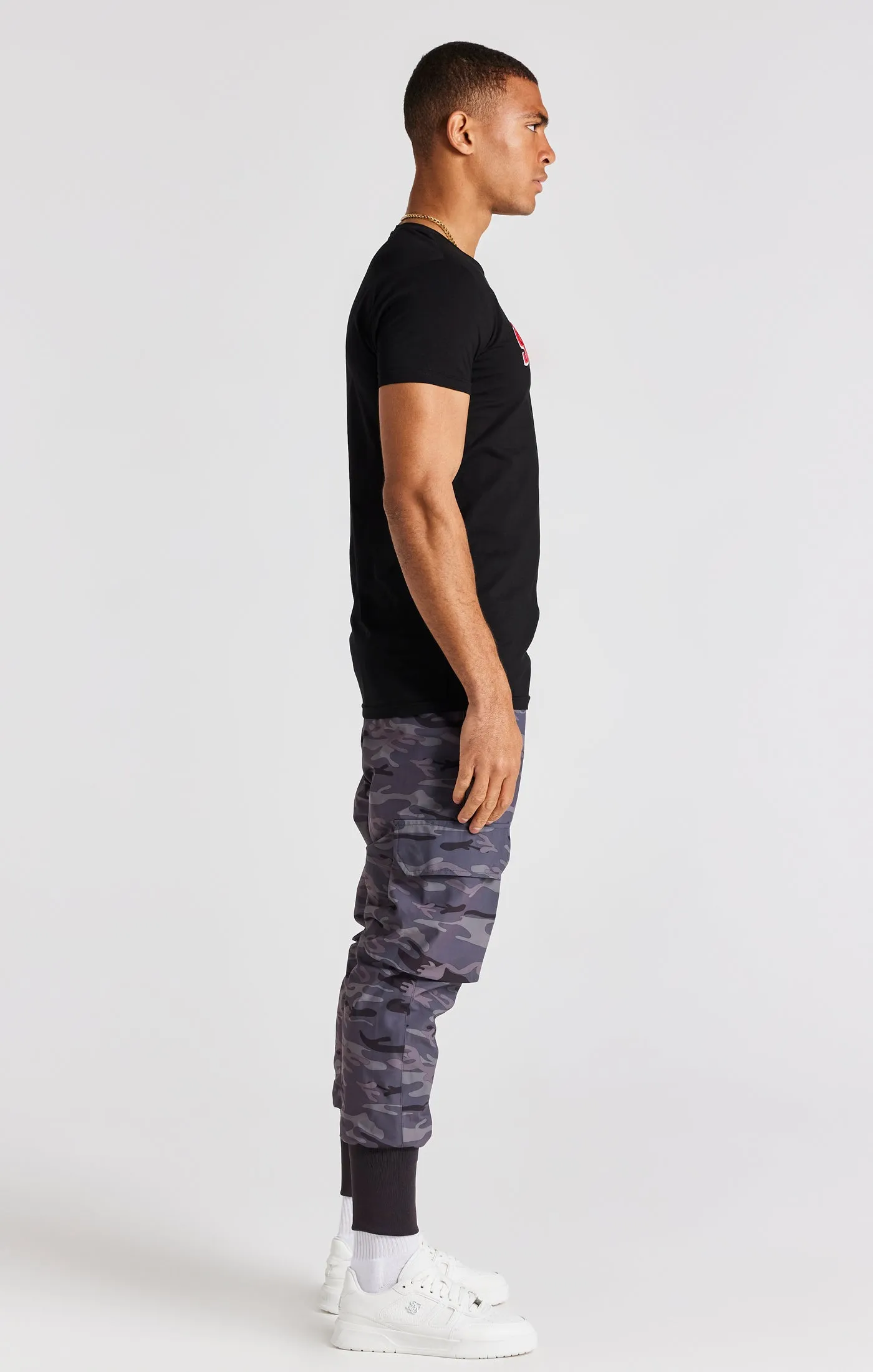 Black Logo Short Sleeve Muscle Fit T-Shirt sold by Siksilk product image thumbnail 4
