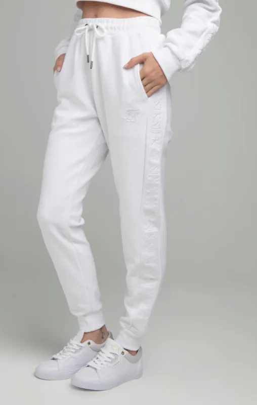 SikSilk Loopback Embroidered Joggers - White sold by Siksilk