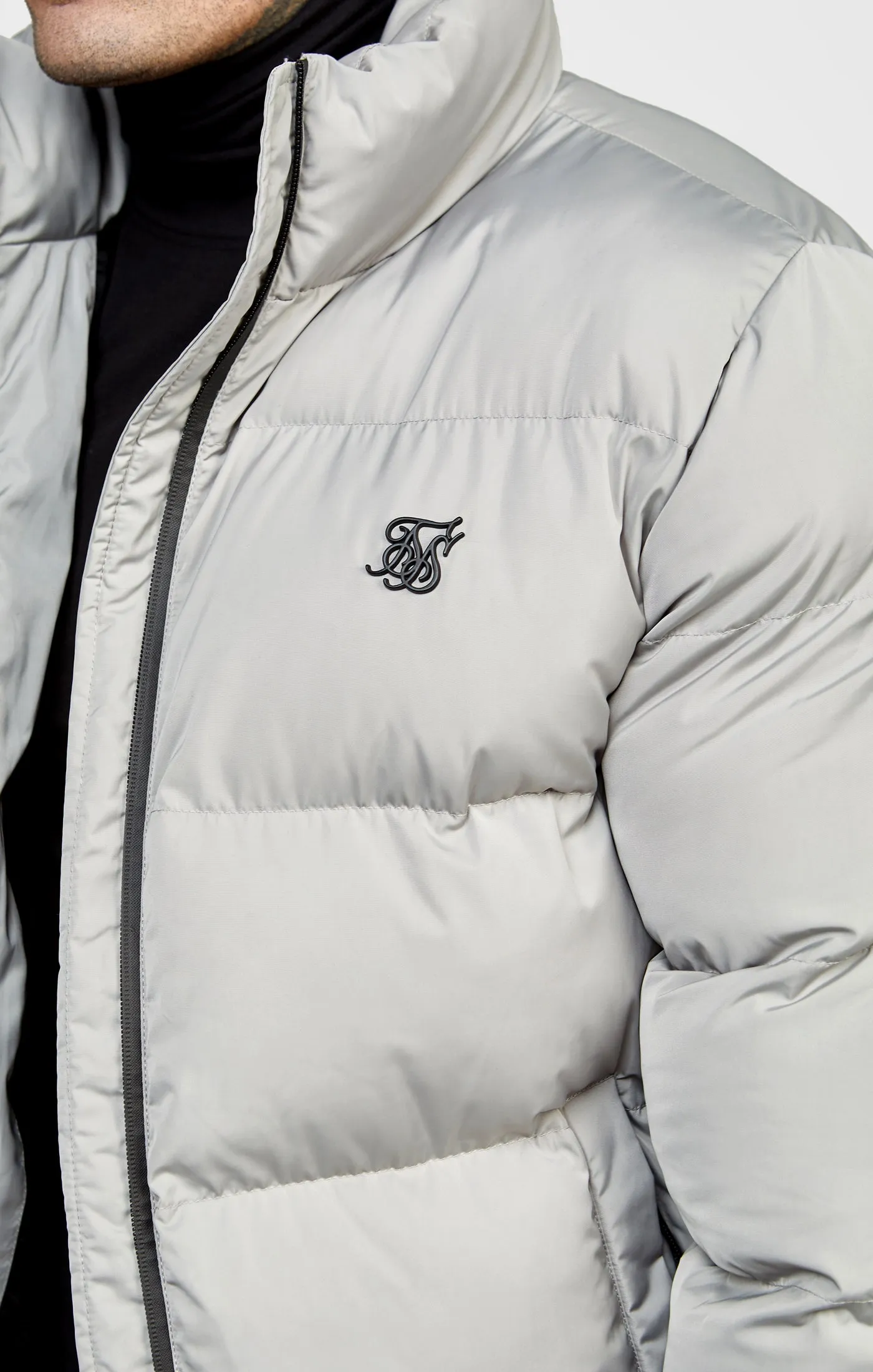 Khaki Embossed Logo Bubble Jacket sold by Siksilk product image thumbnail 2