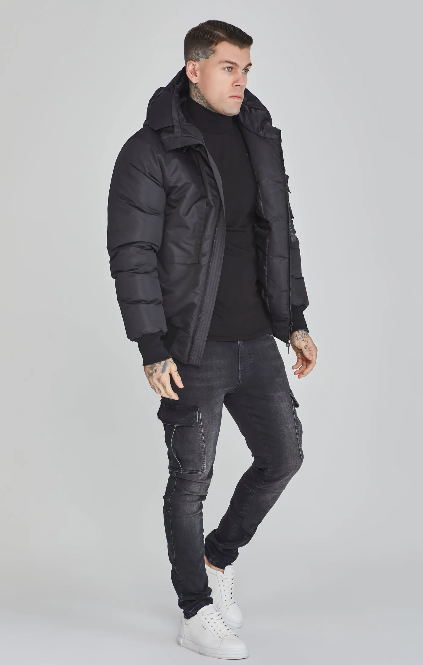 Black Bomber Jacket sold by Siksilk product image thumbnail 4