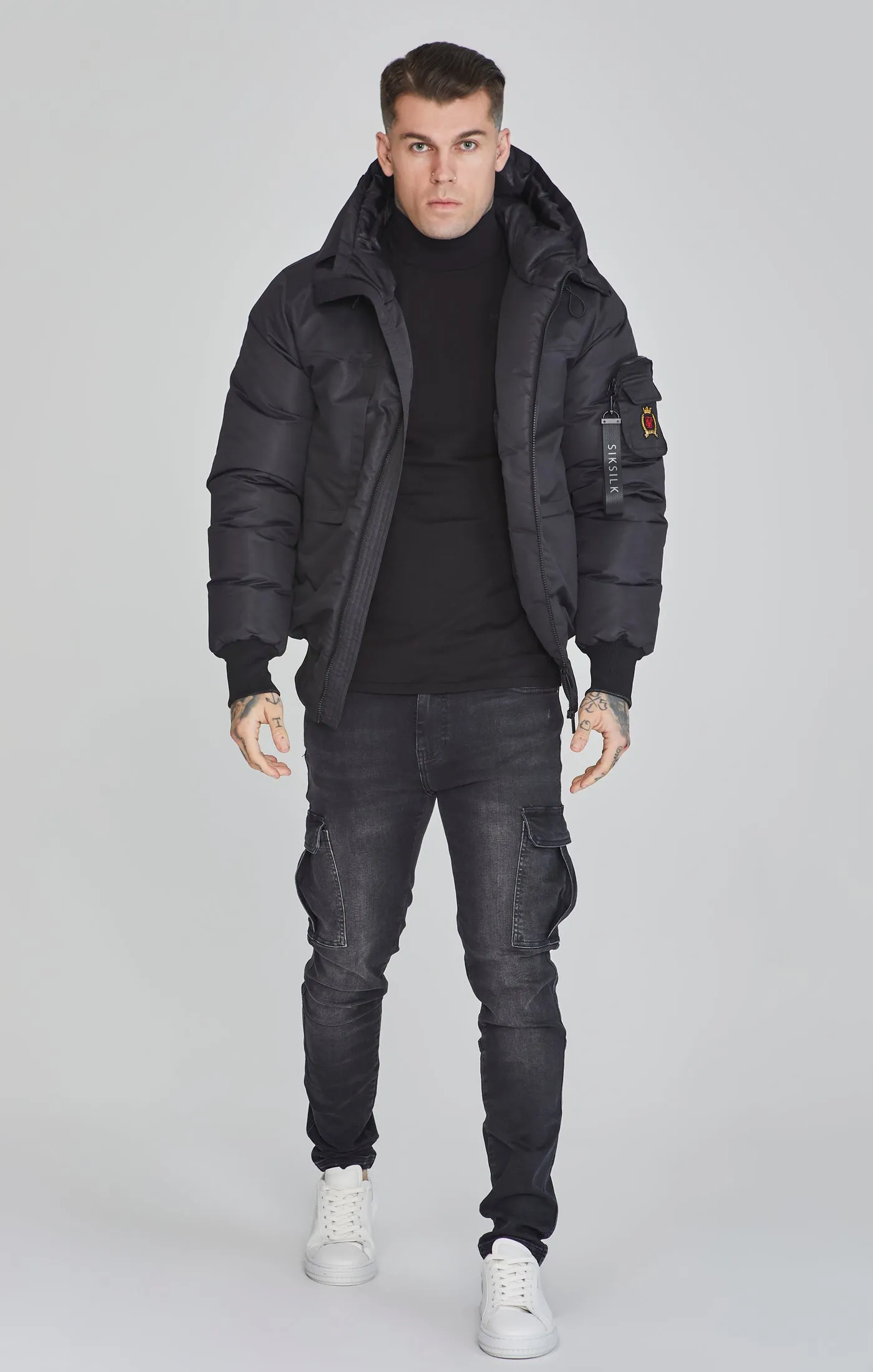 Black Bomber Jacket sold by Siksilk product image thumbnail 2