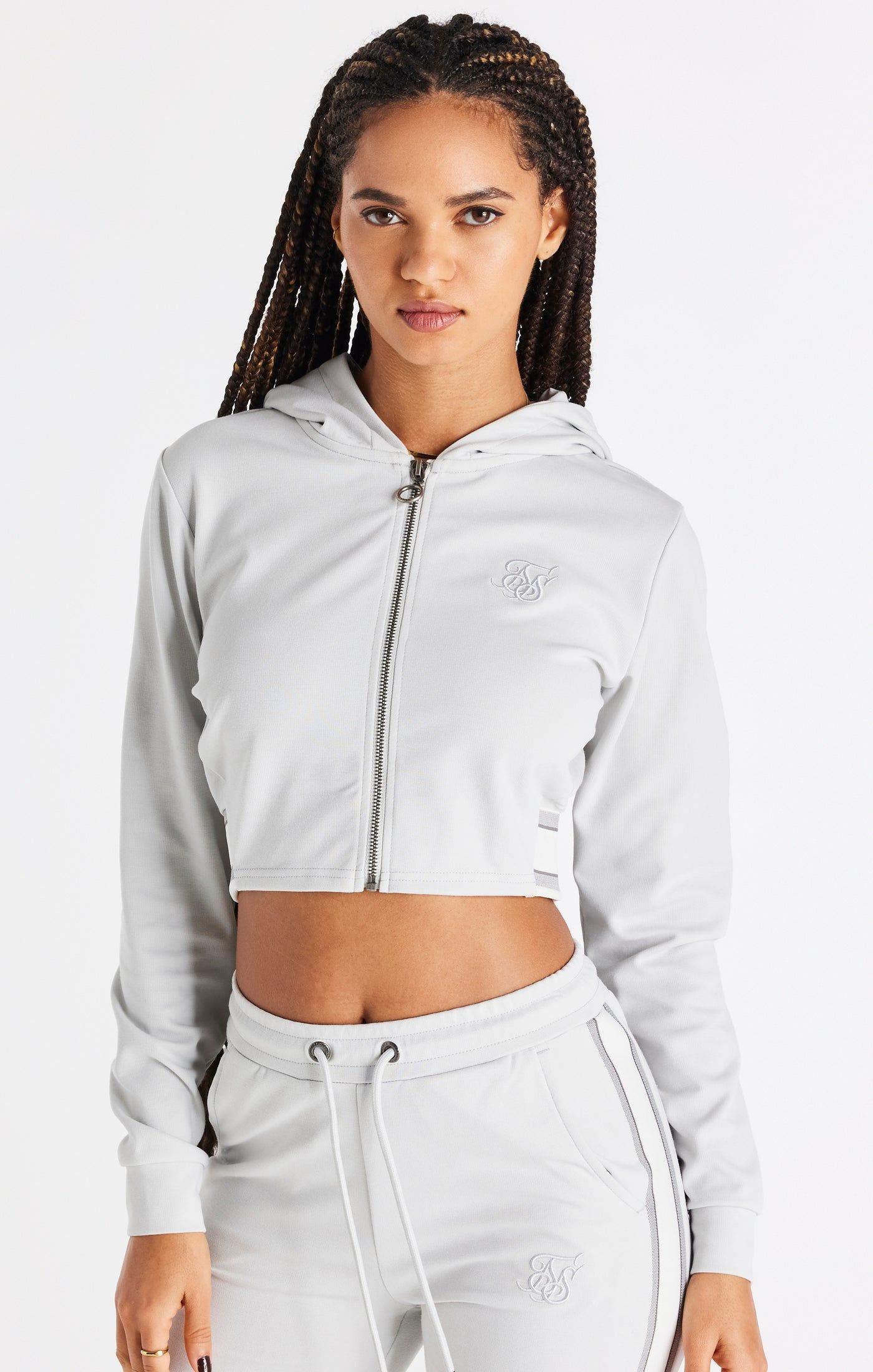 SikSilk Elevate Cropped Hoodie - Light Grey sold by Siksilk