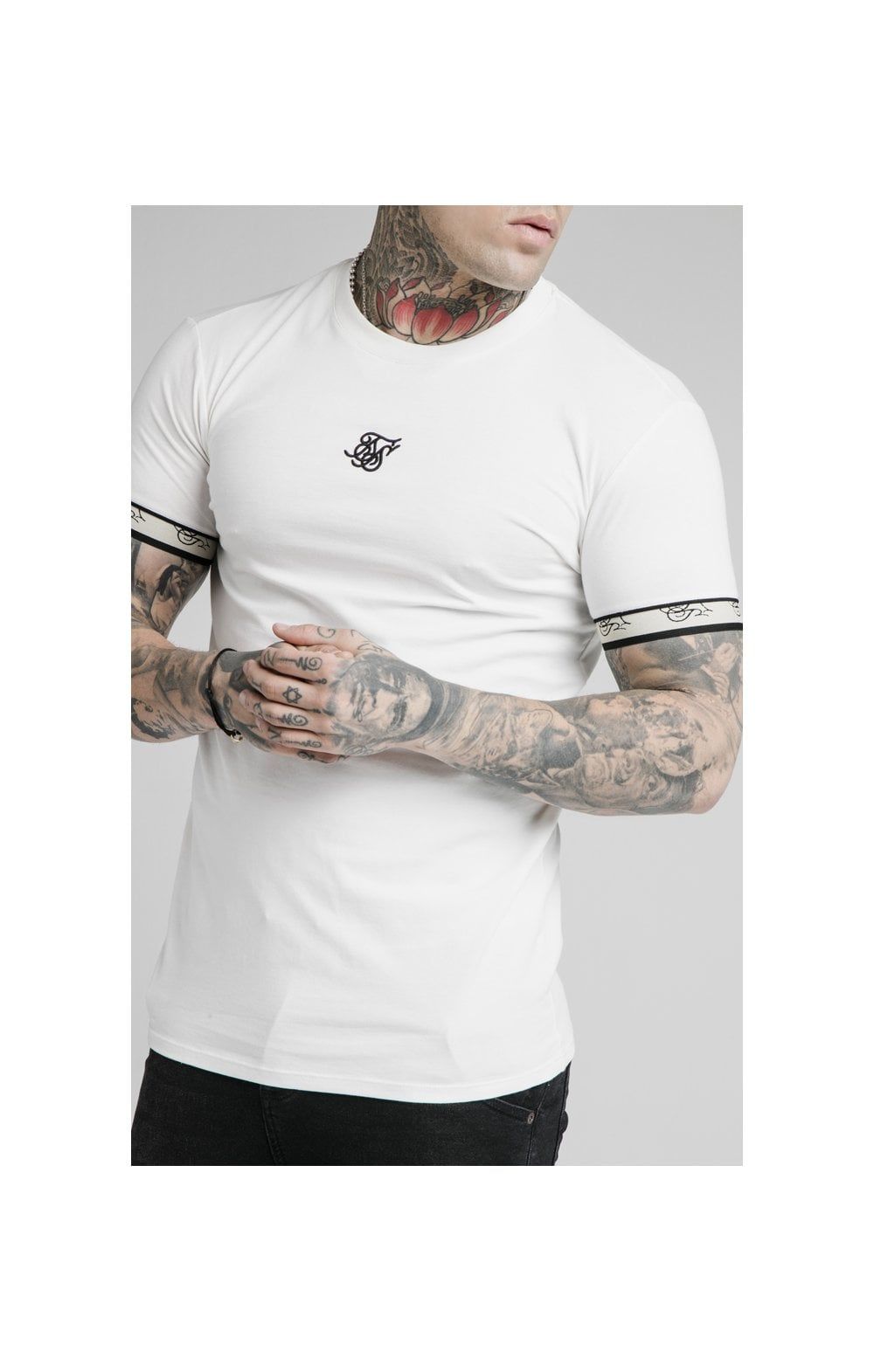 SikSilk S/S Premium Tape Gym Tee - Off White & Black sold by Siksilk product image thumbnail 2