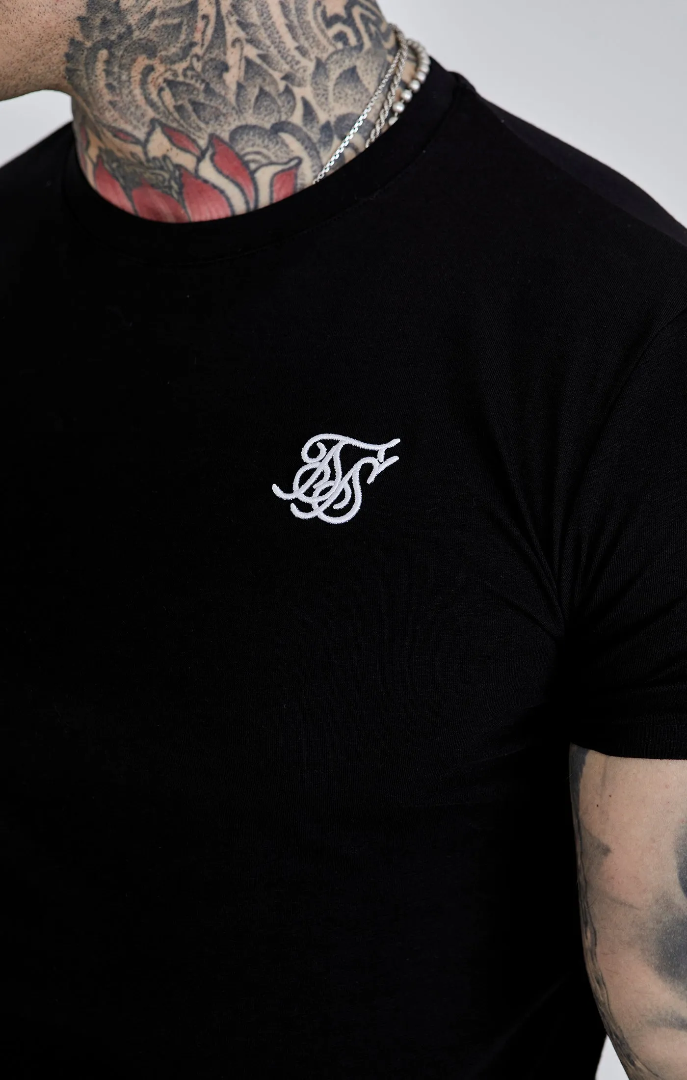 Black Essential Short Sleeve Muscle Fit T-Shirt sold by Siksilk product image thumbnail 3