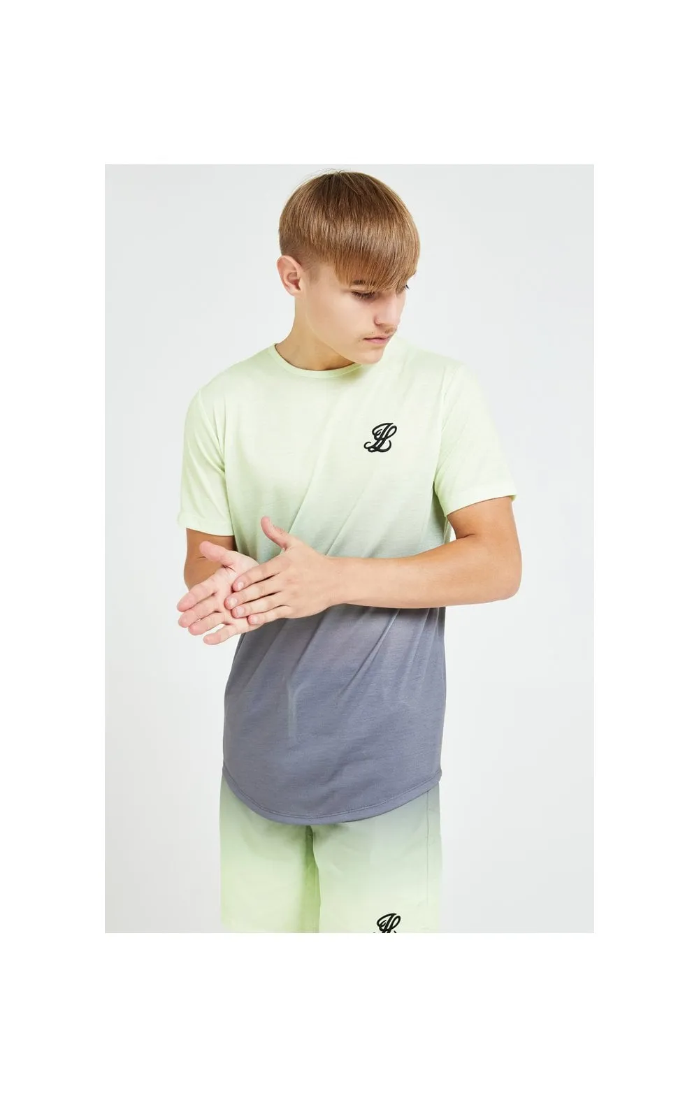 Illusive London Blaze Fade Tee - Dark Grey & Lime sold by Siksilk