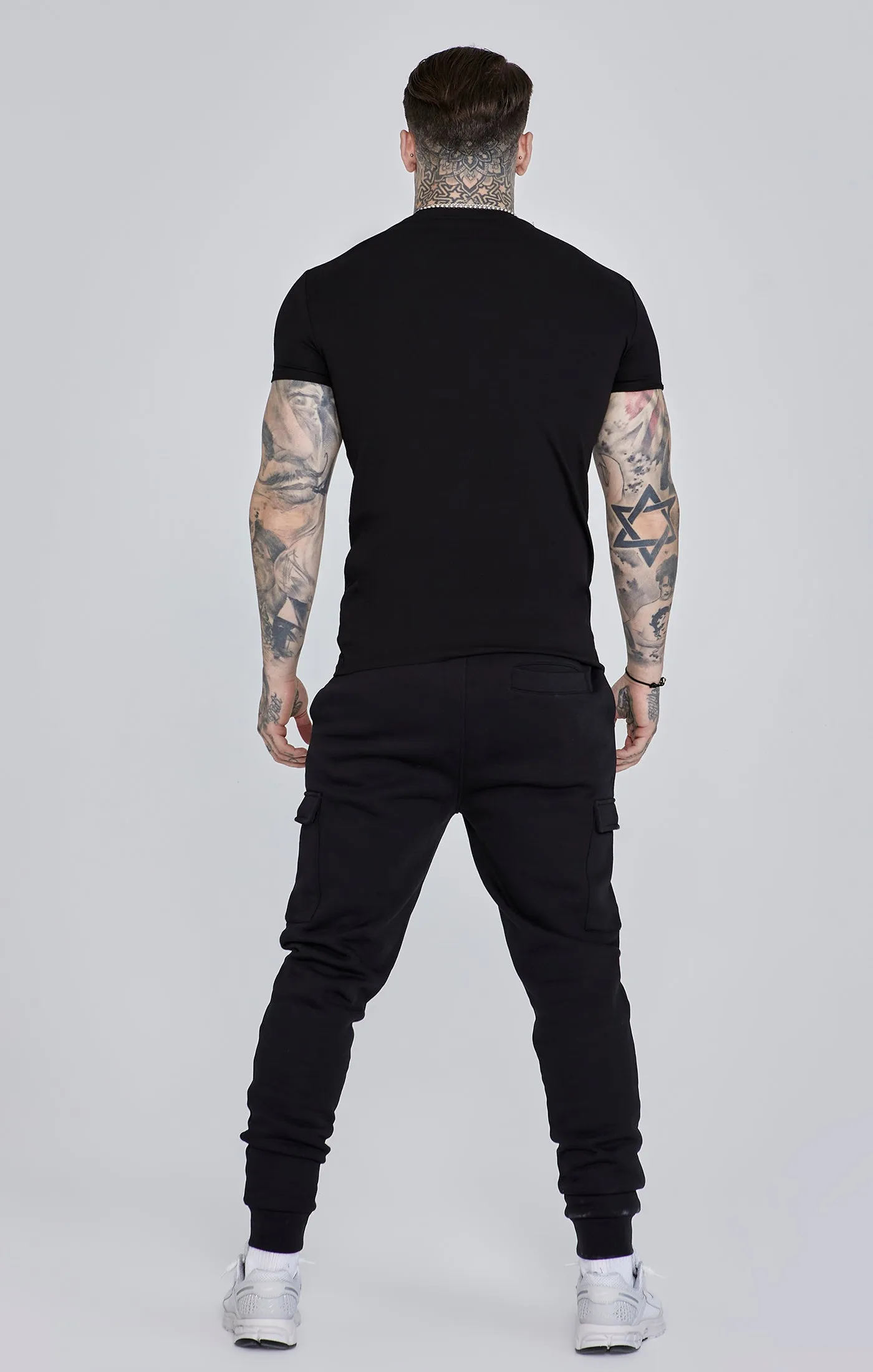 Black Essential Short Sleeve Muscle Fit T-Shirt sold by Siksilk product image thumbnail 5