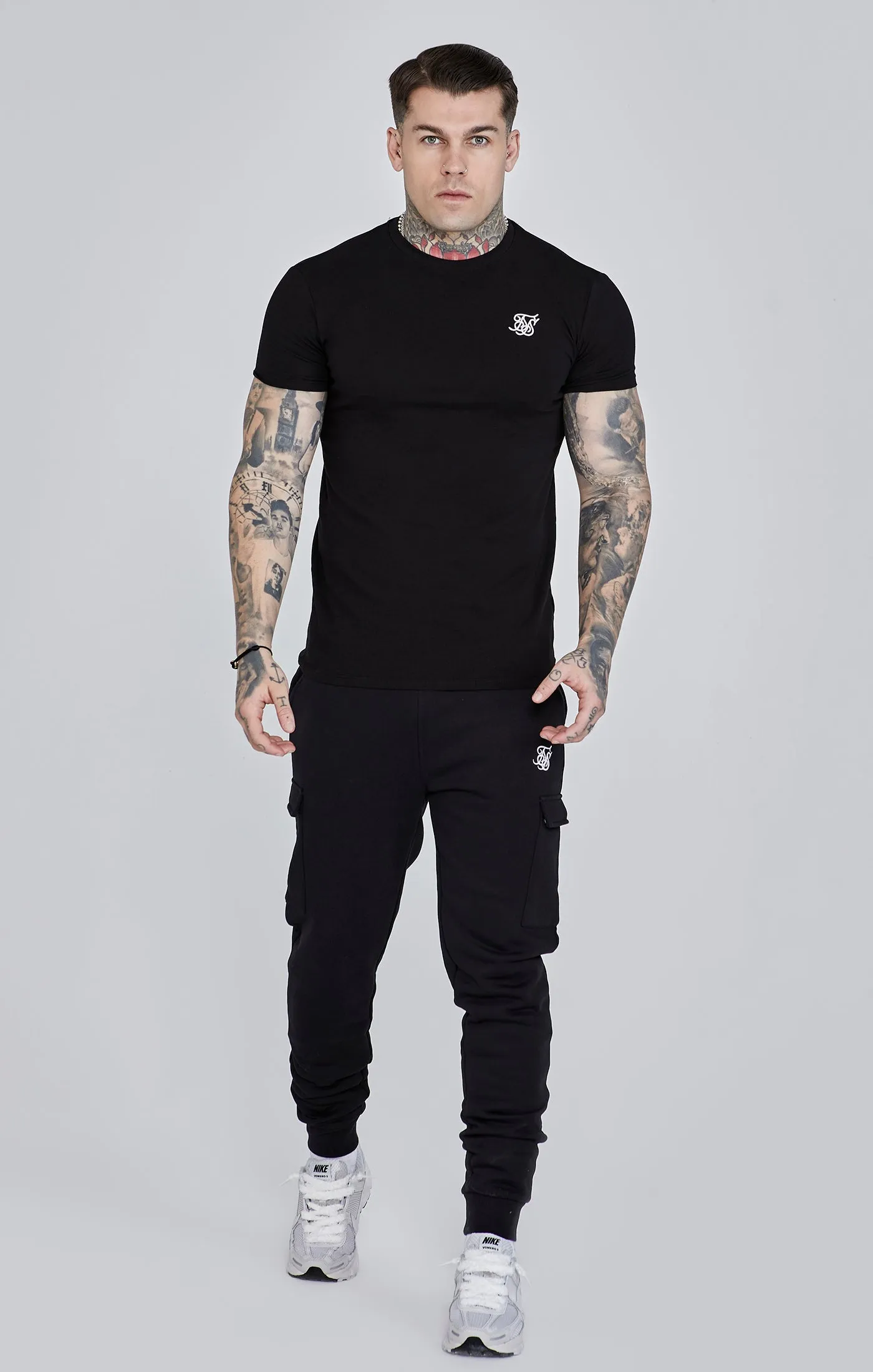 Black Essential Short Sleeve Muscle Fit T-Shirt sold by Siksilk product image thumbnail 2