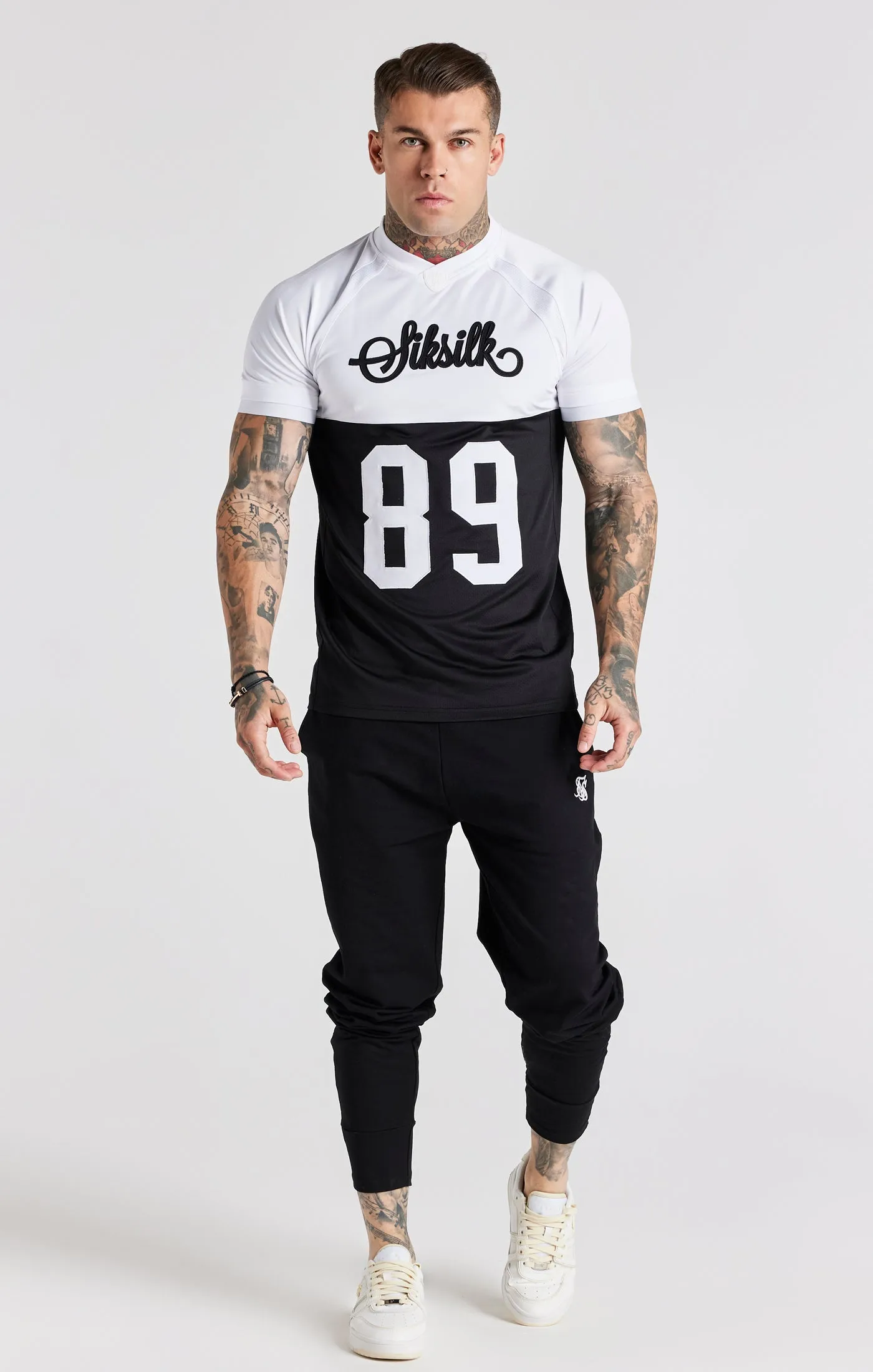 Black Retro Elasticated Cuff T-Shirt sold by Siksilk product image thumbnail 3