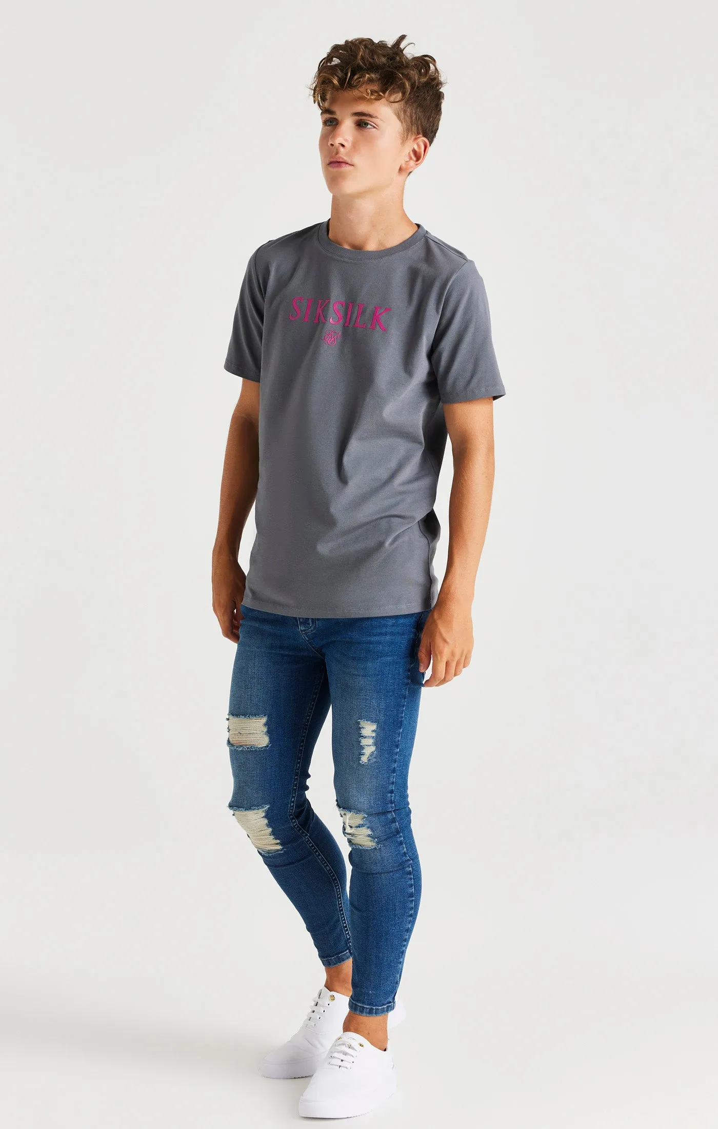 Boys Grey Branded T-Shirt sold by Siksilk product image thumbnail 5