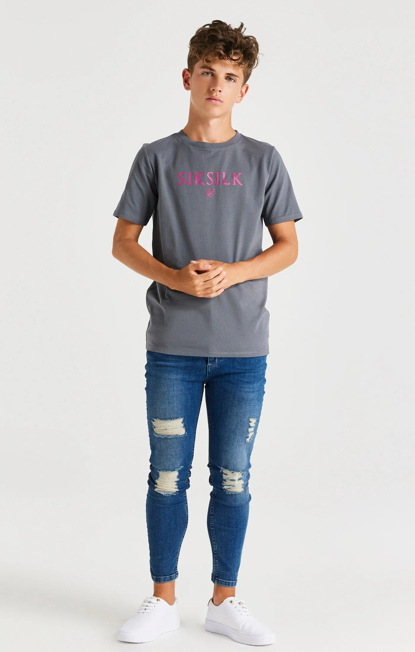 Boys Grey Branded T-Shirt sold by Siksilk product image thumbnail 3