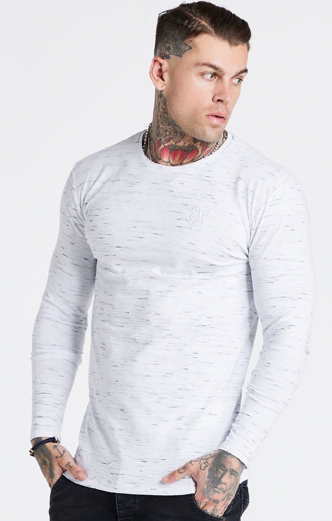 White Long Sleeve Muscle Fit T-Shirt sold by Siksilk