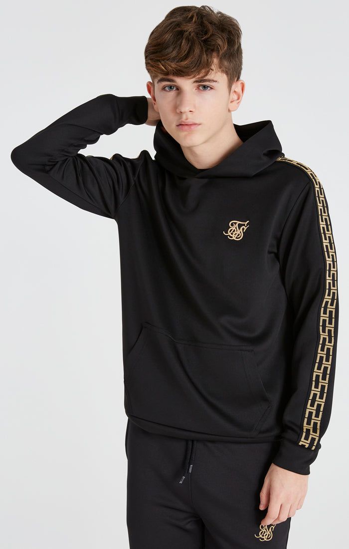 Boys Black Taped Overhead Hoodie sold by Siksilk