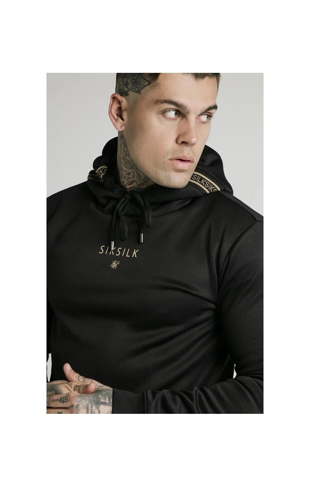 SikSilk Element Muscle Fit Overhead Hoodie - Black & Gold sold by Siksilk product image thumbnail 3