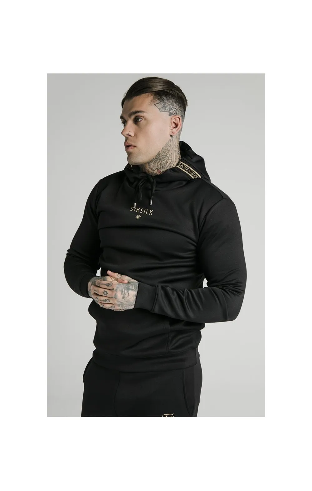 SikSilk Element Muscle Fit Overhead Hoodie - Black & Gold sold by Siksilk