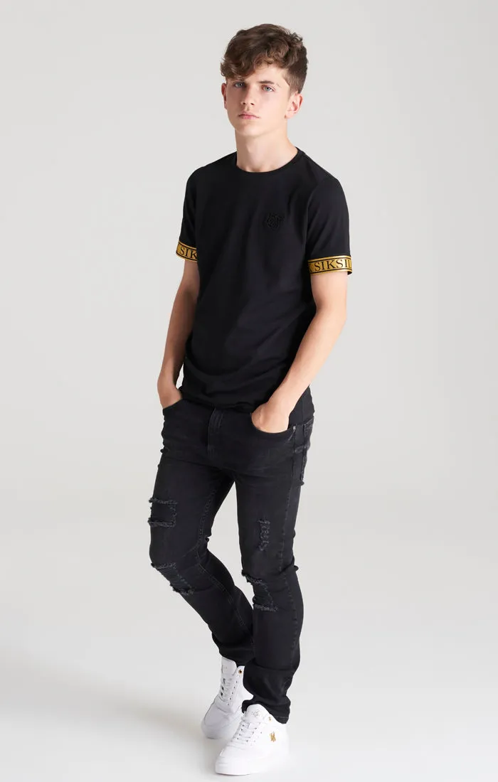 Boys Black Iridescent Taped T-Shirt sold by Siksilk product image thumbnail 4