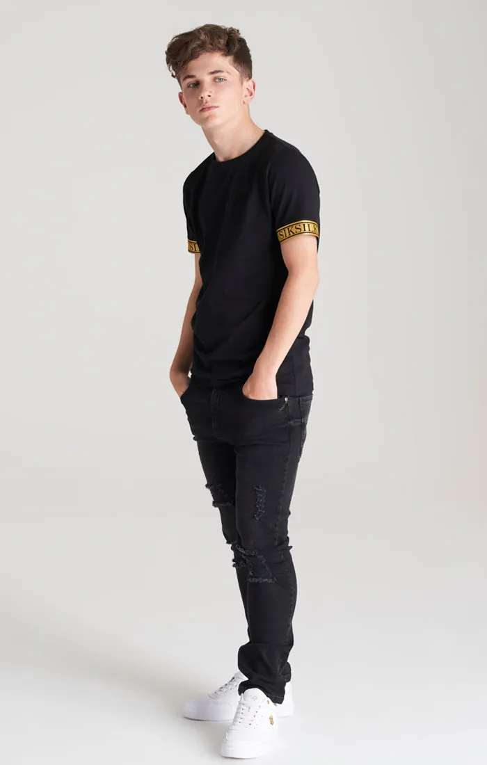 Boys Black Iridescent Taped T-Shirt sold by Siksilk product image thumbnail 5