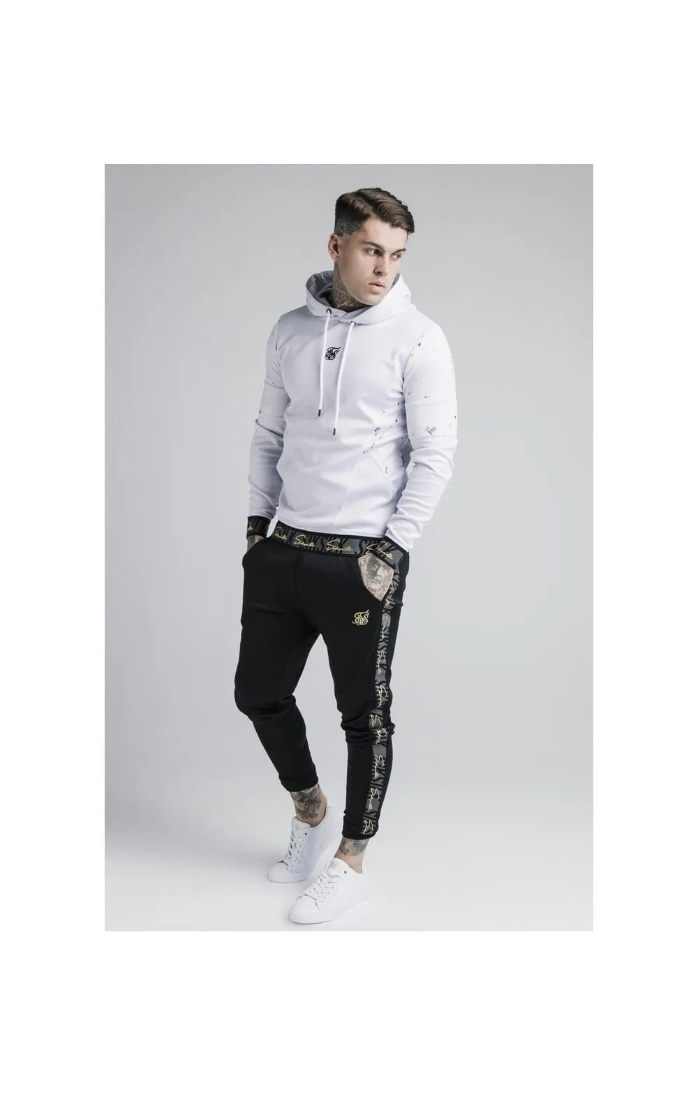 SikSilk Luxe Overhead Hoodie - Grey & White sold by Siksilk product image thumbnail 5