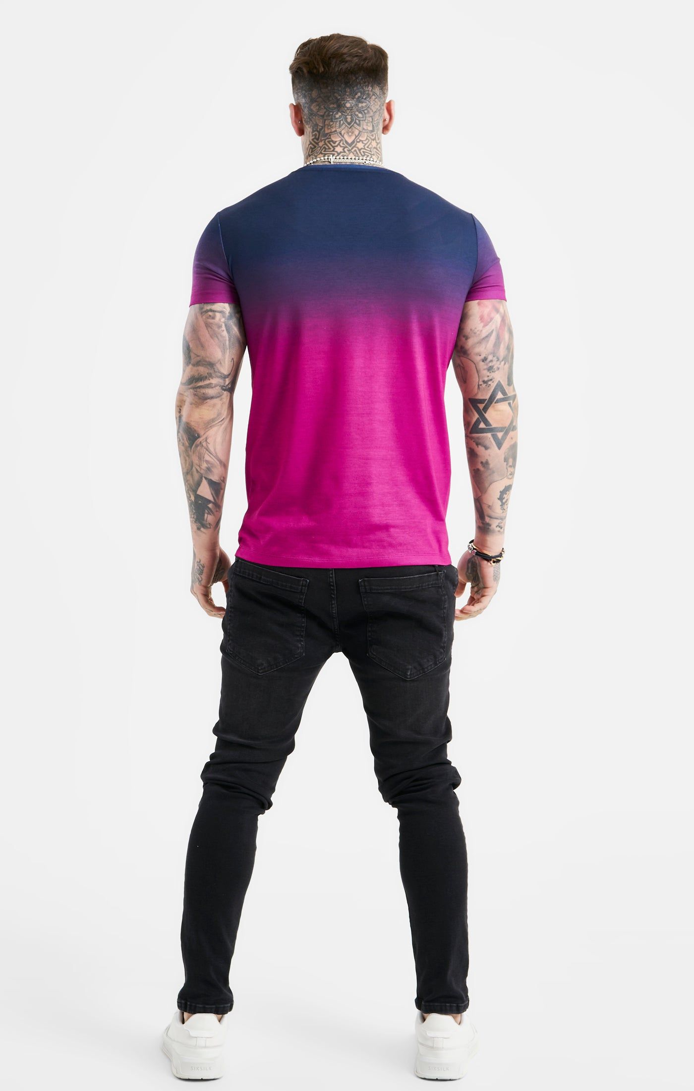 Navy Fade Muscle Fit T-Shirt sold by Siksilk product image thumbnail 5