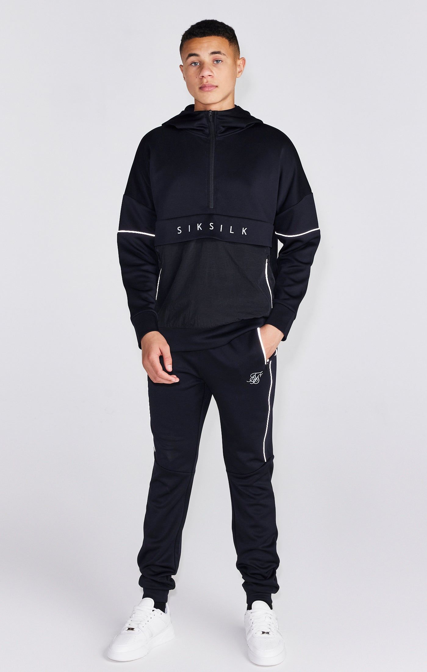 Boys Black Half Zip Hoodie sold by Siksilk product image thumbnail 3