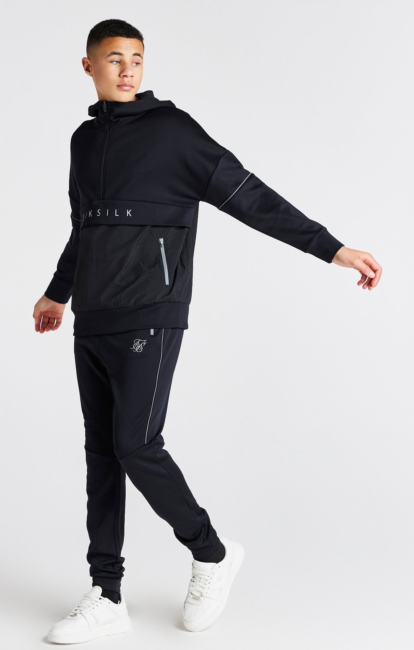 Boys Black Half Zip Hoodie sold by Siksilk product image thumbnail 4